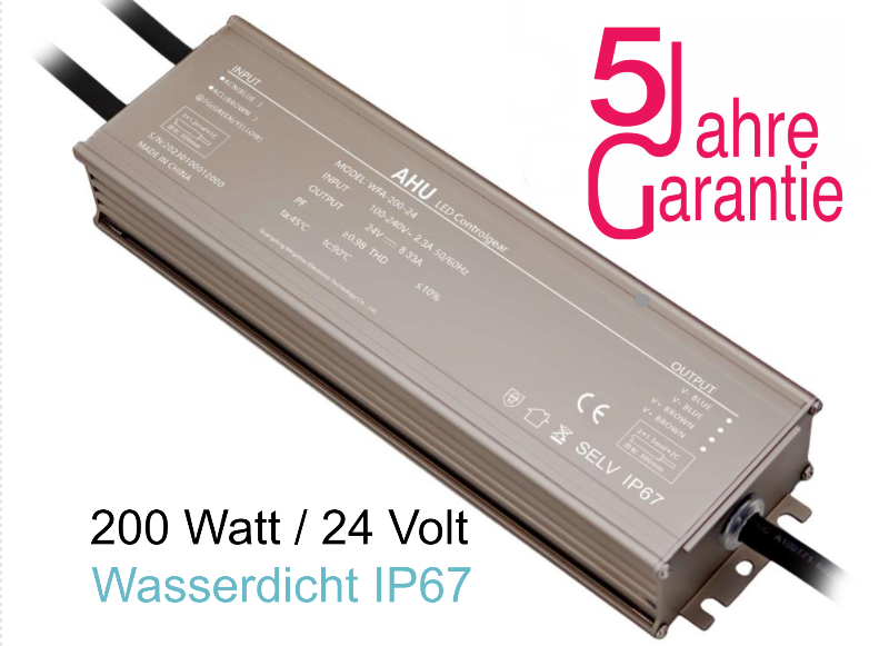 Transformator 200 Watt Wasserdicht IP 67 230-24 Volt