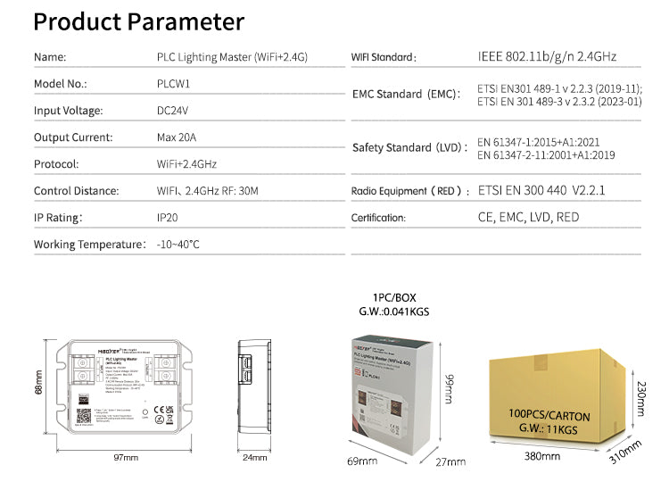 PLC Lighting Master WIFI+2.4G Controller für RGBCCT Beleuchtung