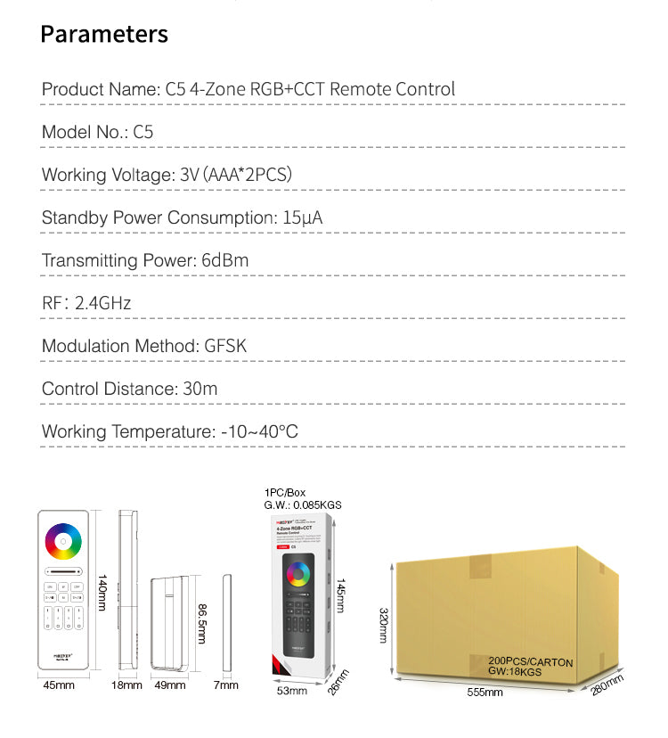 C54-Zone RGB+CCT Fernbedienung