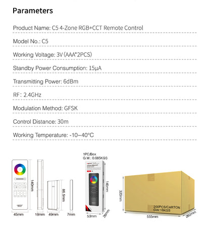 C54-Zone RGB+CCT Fernbedienung